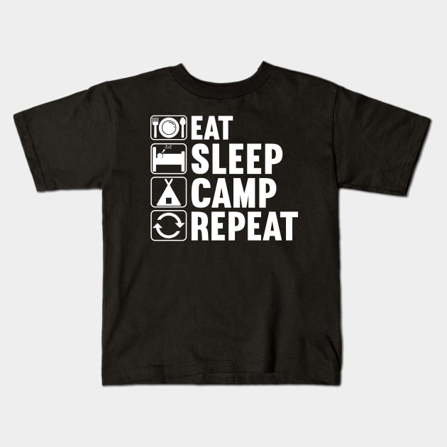 Eat Sleep Camp Repeat Kids T-Shirt by DragonTees